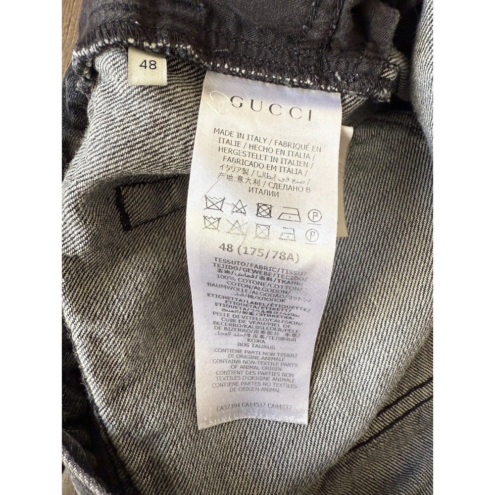 Gucci Uniform Jeans Men Size 48 Black Denim Italy Distressed Straight Leg Casual - Picture 10 of 16
